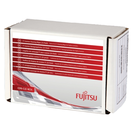 F1 cleaning wipes (24-pack) for Fujitsu document scanners.