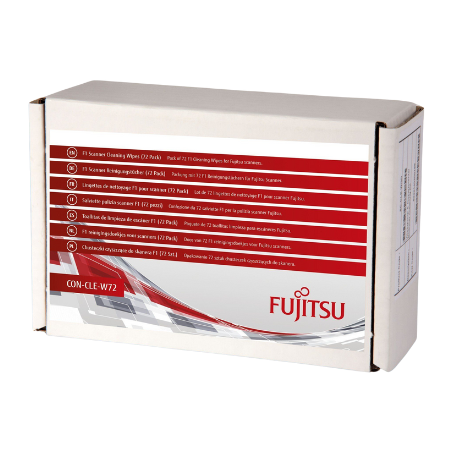 F1 cleaning wipes (72-pack) for Fujitsu document scanners.